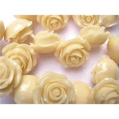 Resin Flower Beads Cream 12mm ea