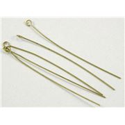 Eye Pins  Extra Fine Antique Brass 50mm Bag of 50 each