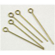 Eye Pins  Extra Fine Antique Brass 25mm Bag of 50 each