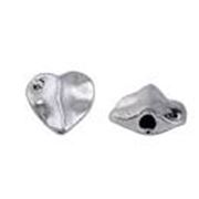 Filler Bead  Hammered Hearts Silver 9mm ea