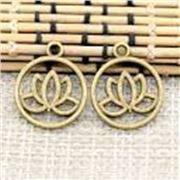 Charm Tibetan Style Lotus Antique Brass Lead& Nickel Free 24x20mm