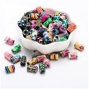 Polymer Clay Column Beads Assorted Colours 7x9mm Hole 2mm ea