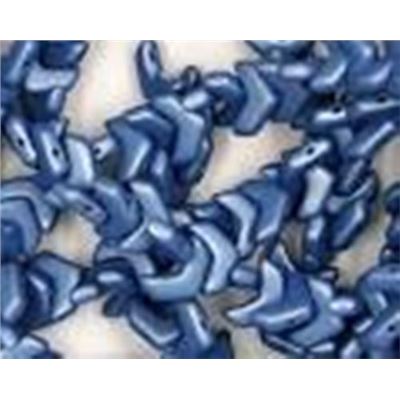 Chevron Duo 10x4mm Jet Suede Blue 30 bead Strand