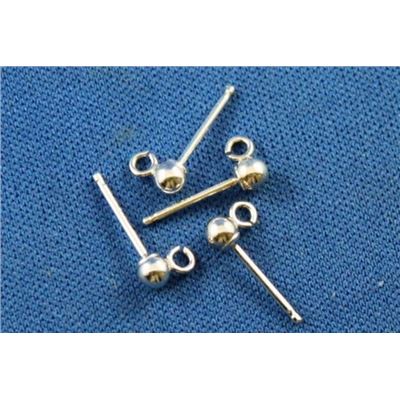Earring Ball Stud with loop 5mm per pair Sterling Silver  per pr