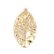 Pendant Hammered Leaf Dark Gold 50x28mm each