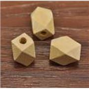 Hinoki  Wood Polyhedron Beads Natural Approx 14mm Hole 3.5mm each