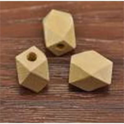 Hinoki  Wood Polyhedron Beads Natural Approx 14mm Hole 3.5mm each