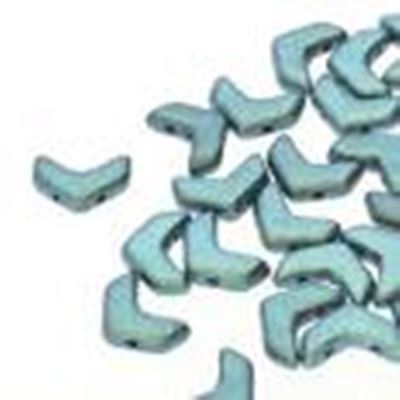 Chevron Duo 10x4mm Polychrome Mint Chocolate 30 bead Strand