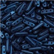 Czech-Mates Beam Metallic Suede Blue 3x10mm 3 Hole Bead Tube Approx 8grams