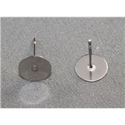 Earrings  Pad Stud (per pair) Surgical Steel 12mm ea