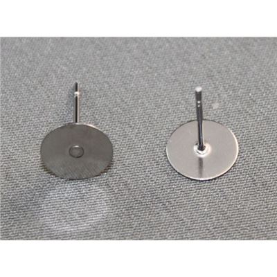 Earrings  Pad Stud (per pair) Surgical Steel 12mm ea