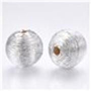 Polyester Cord Fabric Beads - Silver 15x13mm (Wood Interior) ea