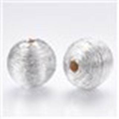 Polyester Cord Fabric Beads - Silver 15x13mm (Wood Interior) ea