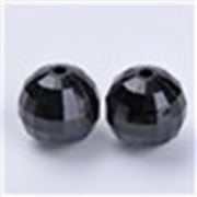 Acrylic Round Faceted Bead Jet 29mm ea