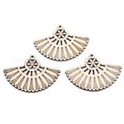 Undyed Wood Fan Pendants 65x47mm ea