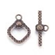 Clasp - Toggle Rhombus Antique Copper 20mm ea