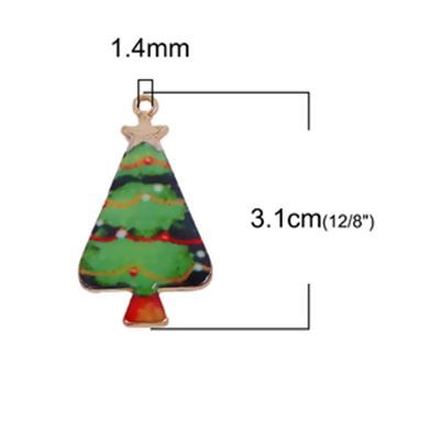 Charm Christmas Tree Green Enamel with Gold Base 31mm ea