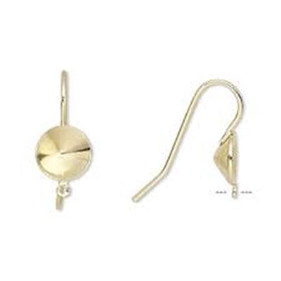 Ear Hook Setting w/ Loop SS39 (8mm) Rivoli Gold per pair