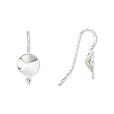 Ear Hook Setting w/ Loop SS39 (8mm) Rivoli Silver per pair