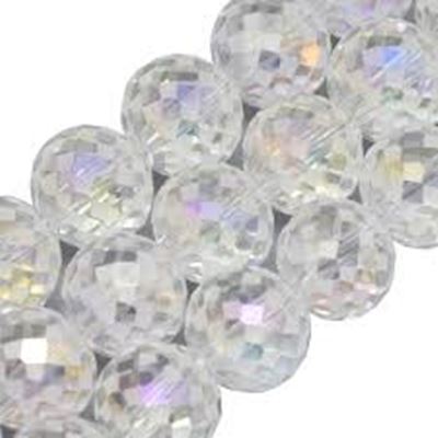  Electroplated Glass Faceted Beads Crystal AB  14mm ea