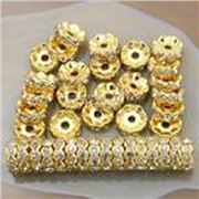 Chinese Rondelles 6mm Crystal/Gold ea.