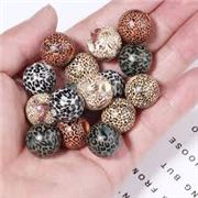 Animal Print Wood Beads - Assorted 16mm Hole 4mm. Each