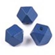 Hinoki Wood Polyhedron Beads Approx 10mm Hole 2.5mm Marine Blue ea.