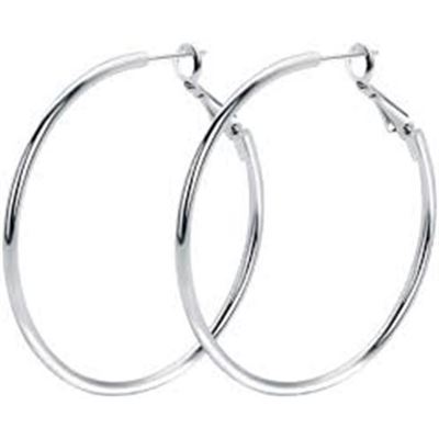 Earrings Hoop 50mm Silver Plated Steel per pair