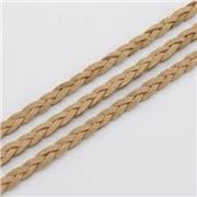 Faux Suede Braided Lace Cord Camel 3mm  per metre