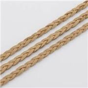 Faux Suede Braided Lace Cord Camel 3mm  per metre