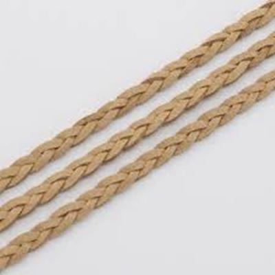 Faux Suede Braided Lace Cord Camel 3mm  per metre