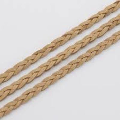 Faux Suede Braided Lace Cord Camel 3mm  per metre