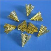 Bead Cap  Filigree Cone Gold 17x21mm ea