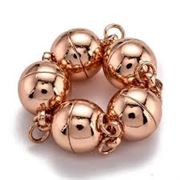 Magnetic Ball Clasp-Strong N45 Rose Gold Plating 6mm ea