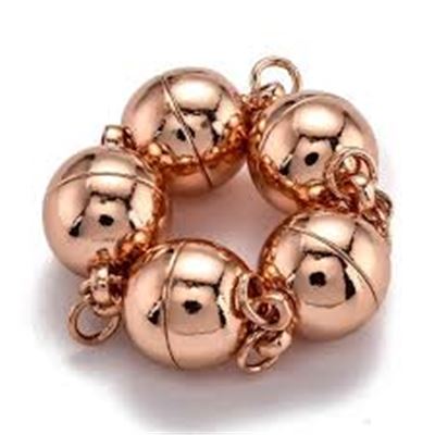 Magnetic Ball Clasp-Strong N45 Rose Gold Plating 6mm ea