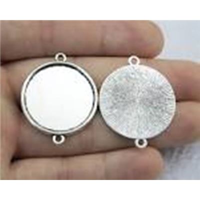 Connector Cabochon Setting Round 25mm Antique Silver each