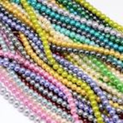 Glass Pearl Strand Assorted Colours 14mm ea