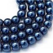 Glass Pearl Strand Marine Blue Pearl 12mm ea