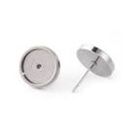 Earring Stud 12mm Flat Back Setting  Stainless Steel (per pair)
