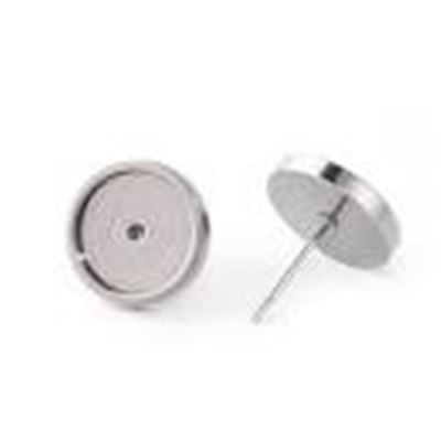 Earring Stud 12mm Flat Back Setting  Stainless Steel (per pair)