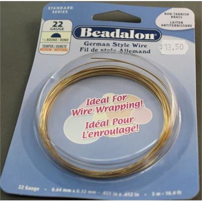  Beadalon  Round  Wire 24 gauge Gold 12m ea.