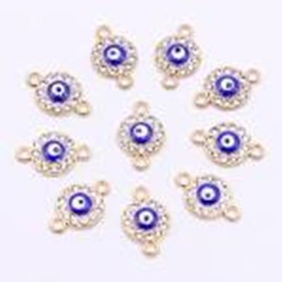 Connector Evil Eye Dark Blue  Light Gold 19.5mm