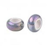 Porcelain Large Hole Beads Slate Grey AB 12x6.5mm Hole 6mm each