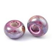 Porcelain Large Hole Beads Medium Orchid AB 12x6.5mm Hole 6mm each