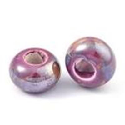 Porcelain Large Hole Beads Medium Orchid AB 12x6.5mm Hole 6mm each