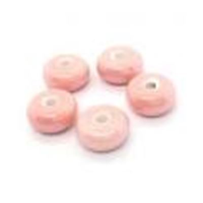 Porcelain Large Hole Beads Pink AB 12x6.5mm Hole 6mm each