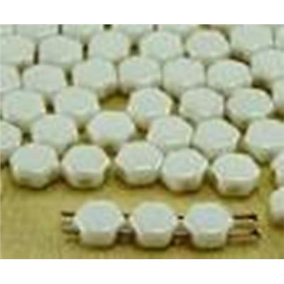 Czech Glass 2 Hole Honeycomb 6mm White Alabaster ea (approx 30 Beads)