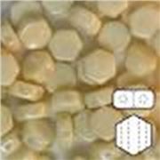 Czech Glass 2 Hole Honeycomb 6mm Chalk Champagne ea