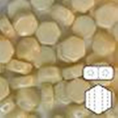 Czech Glass 2 Hole Honeycomb 6mm Chalk Champagne ea