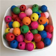 Wooden Beehive Beads 20mm Assorted Colours ea